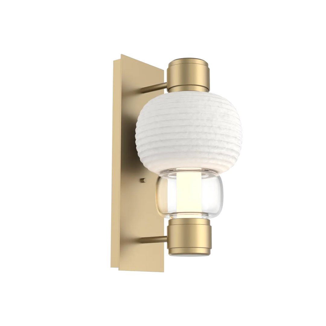 Hammerton Studio Torno Mandrel Sconce Gilded Brass / Single / Clear / Chalk Ceramic