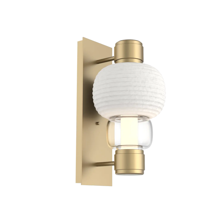 Hammerton Studio Torno Mandrel Sconce Gilded Brass / Single / Clear / Chalk Ceramic