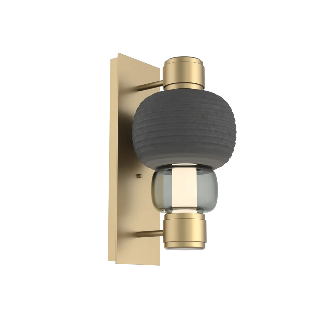 Hammerton Studio Torno Mandrel Sconce Gilded Brass / Single / Smoke / Charcoal Ceramic