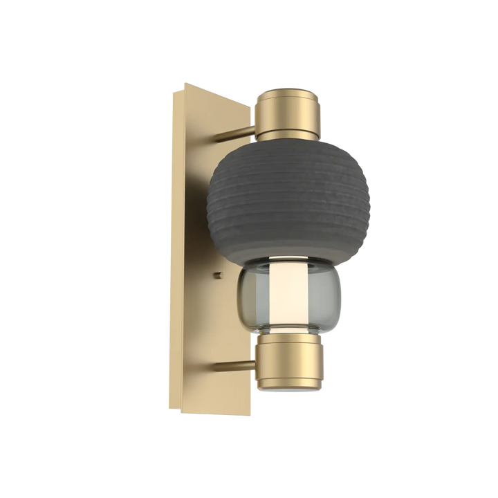 Hammerton Studio Torno Mandrel Sconce Gilded Brass / Single / Smoke / Charcoal Ceramic