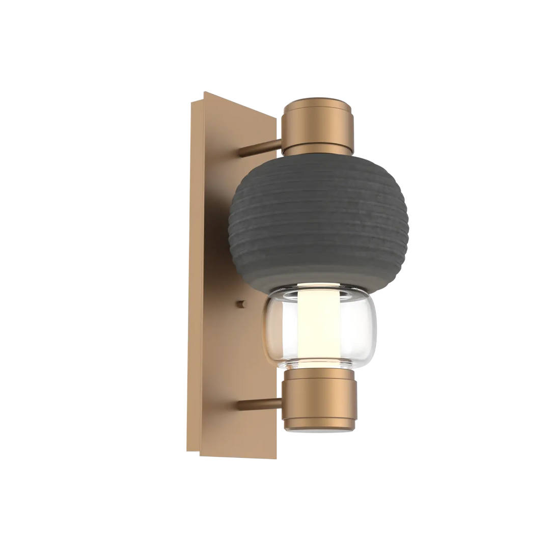 Hammerton Studio Torno Mandrel Sconce Novel Brass / Single / Clear / Charcoal Ceramic