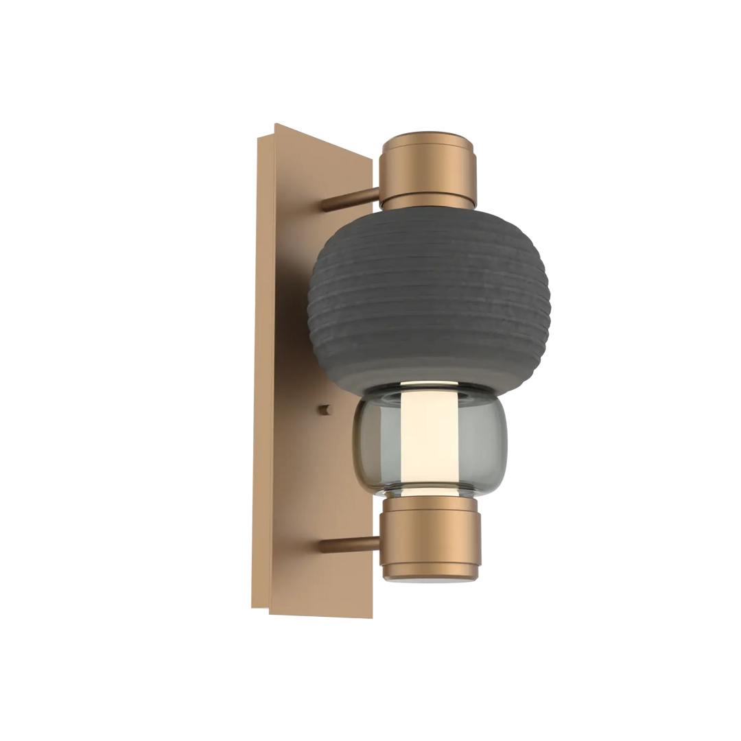 Hammerton Studio Torno Mandrel Sconce Novel Brass / Single / Smoke / Charcoal Ceramic