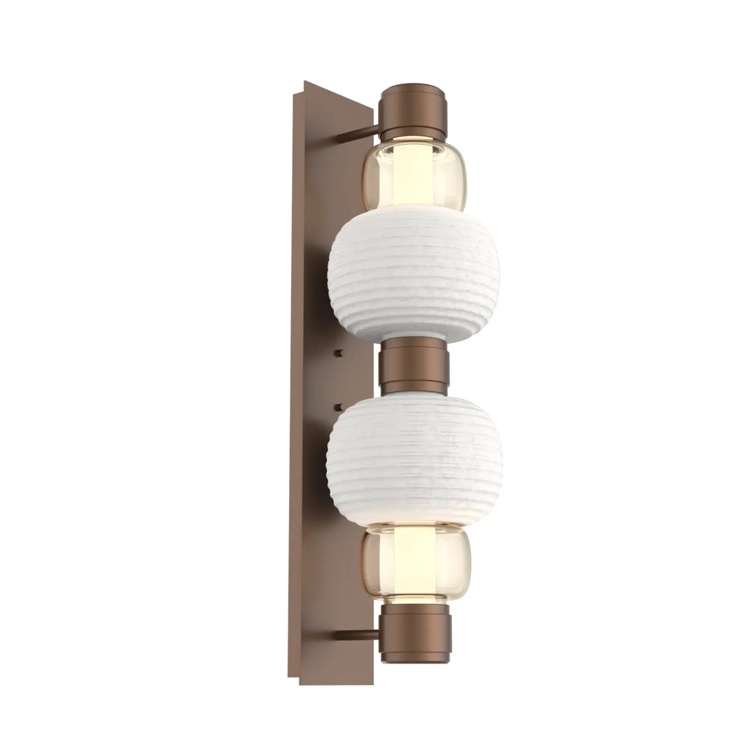 Hammerton Studio Torno Mandrel Sconce Burnished Bronze / Double / Amber / Chalk Ceramic
