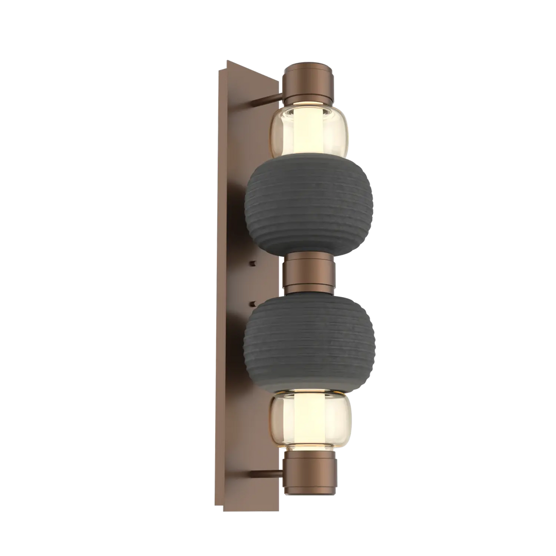 Hammerton Studio Torno Mandrel Sconce Burnished Bronze / Double / Amber / Charcoal Ceramic