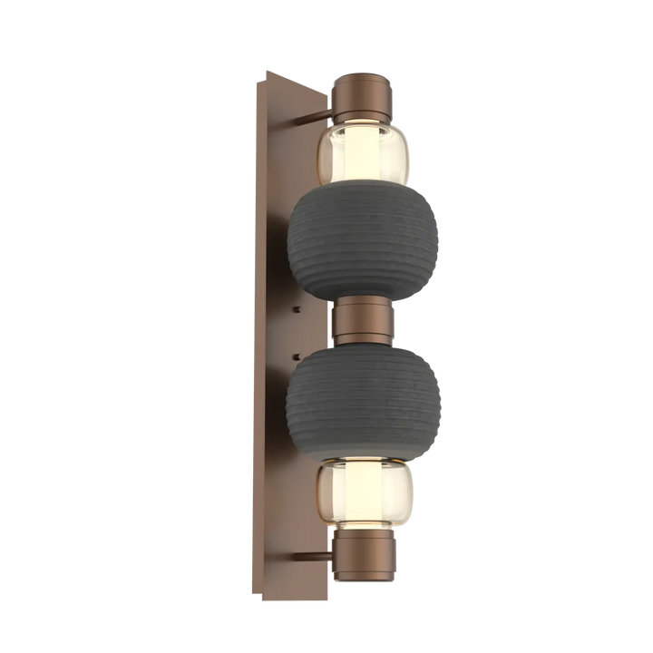 Hammerton Studio Torno Mandrel Sconce Burnished Bronze / Double / Amber / Charcoal Ceramic