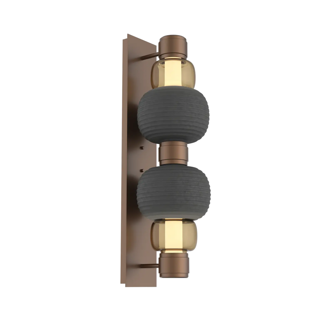 Hammerton Studio Torno Mandrel Sconce Burnished Bronze / Double / Bronze / Charcoal Ceramic