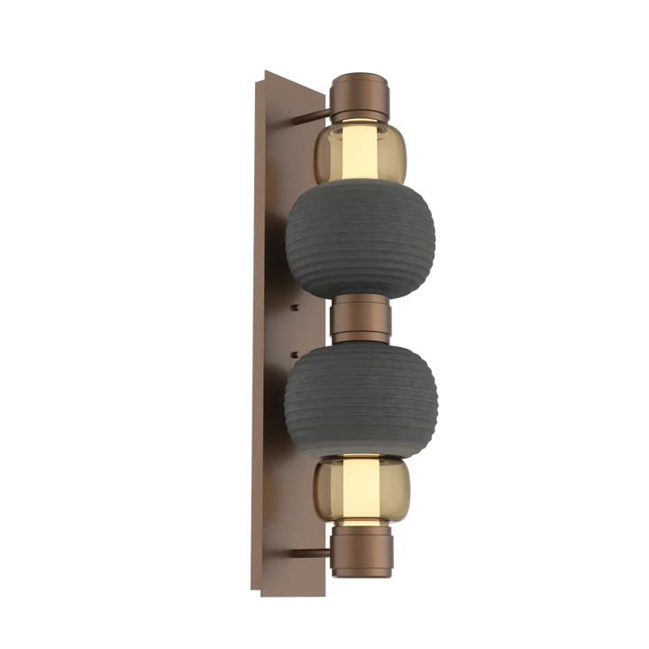 Hammerton Studio Torno Mandrel Sconce Burnished Bronze / Double / Bronze / Charcoal Ceramic