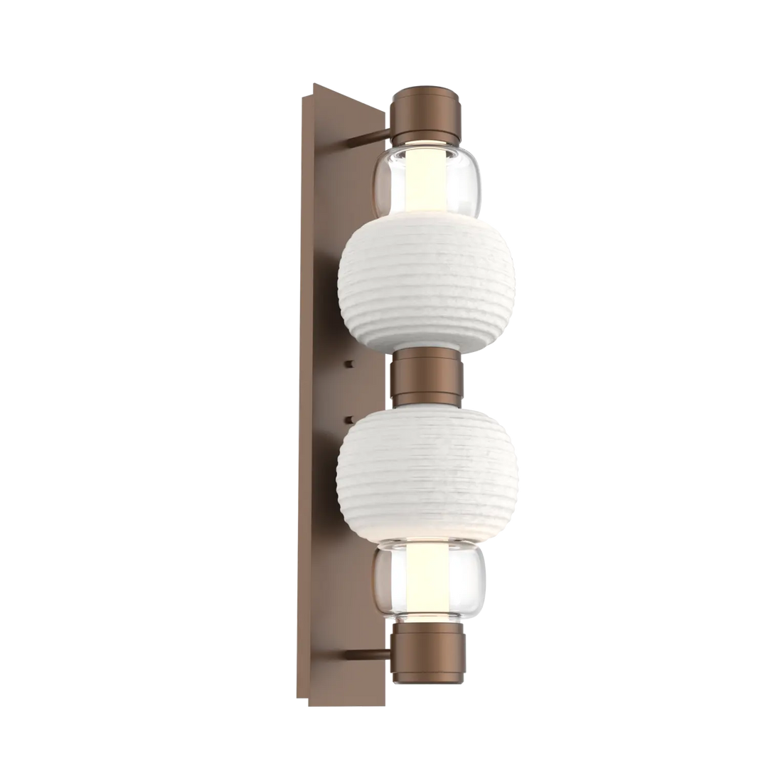 Hammerton Studio Torno Mandrel Sconce Burnished Bronze / Double / Clear / Chalk Ceramic