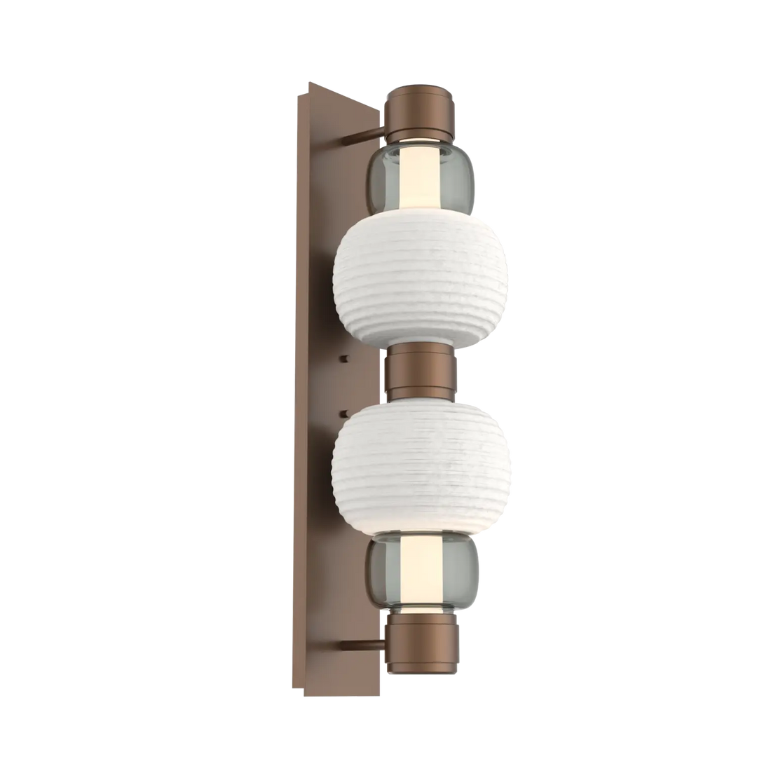 Hammerton Studio Torno Mandrel Sconce Burnished Bronze / Double / Smoke / Chalk Ceramic