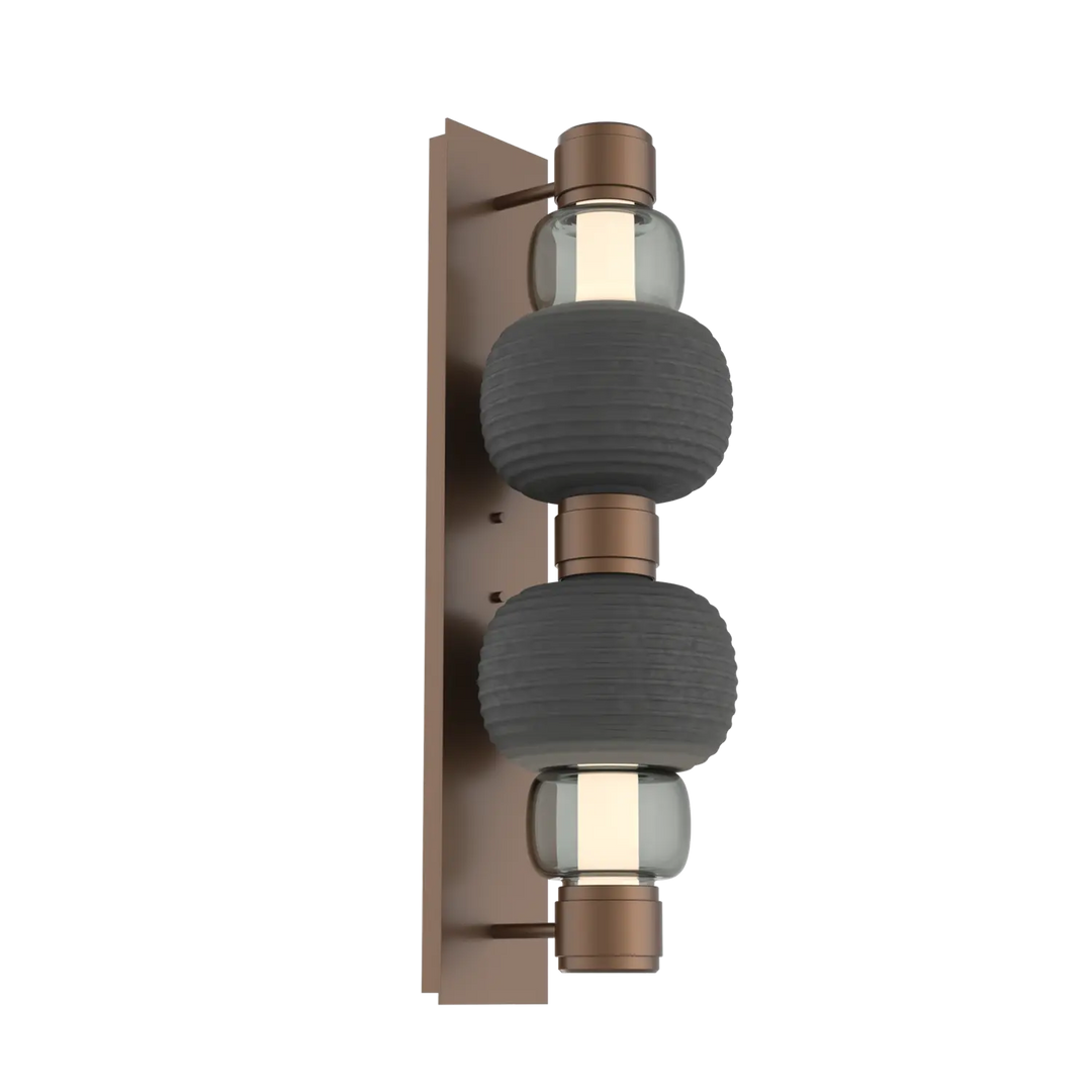 Hammerton Studio Torno Mandrel Sconce Burnished Bronze / Double / Smoke / Charcoal Ceramic