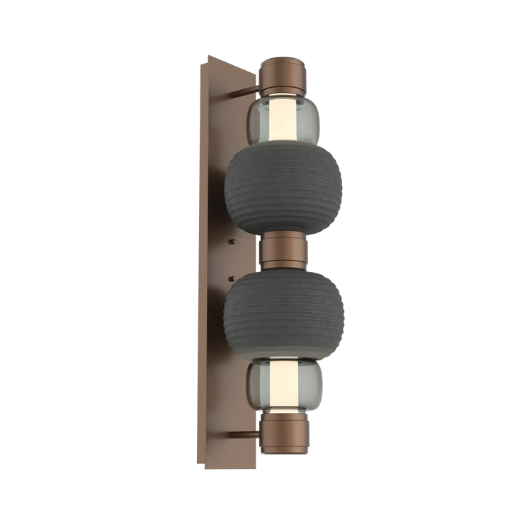 Hammerton Studio Torno Mandrel Sconce Burnished Bronze / Double / Smoke / Charcoal Ceramic