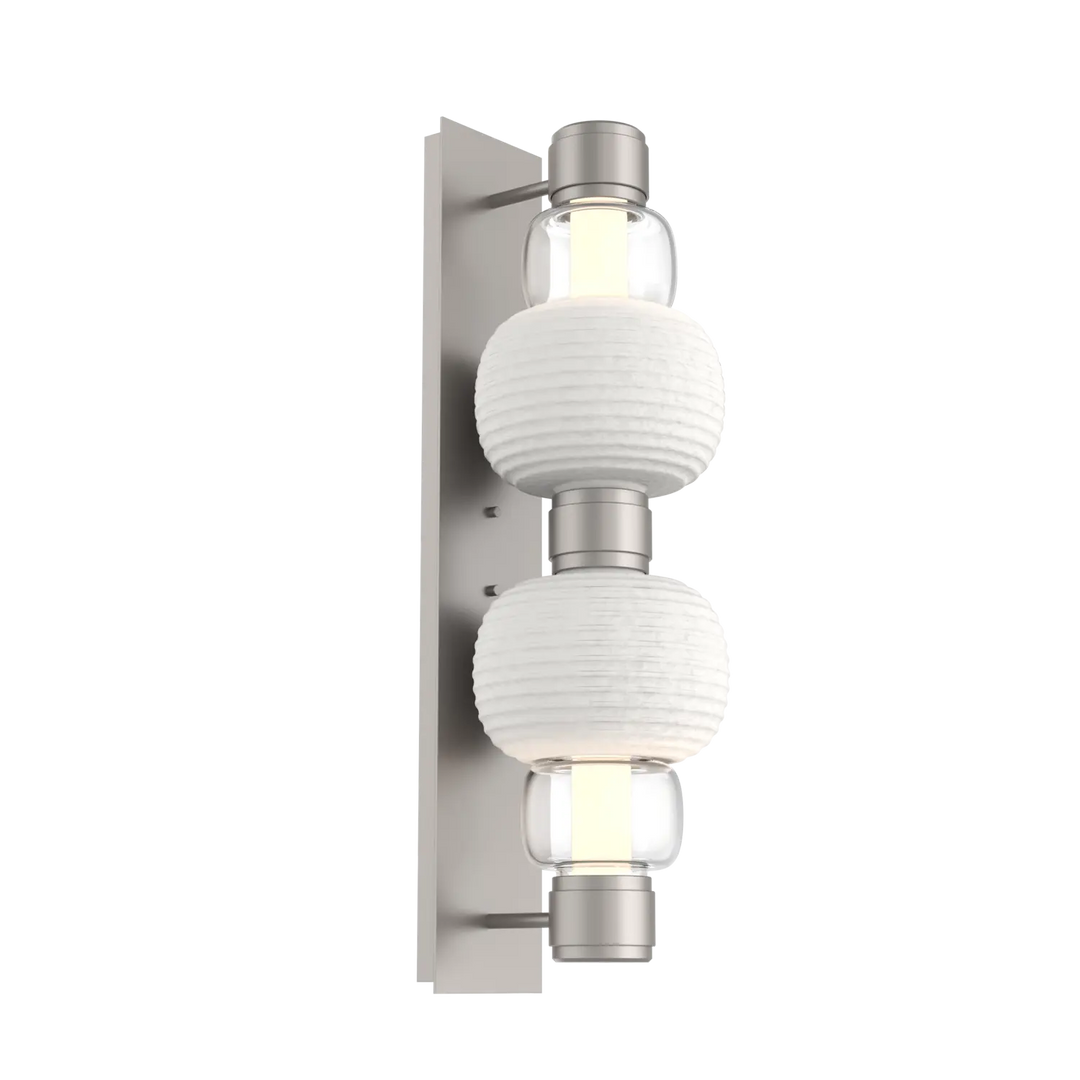 Hammerton Studio Torno Mandrel Sconce Beige Silver / Double / Clear / Chalk Ceramic