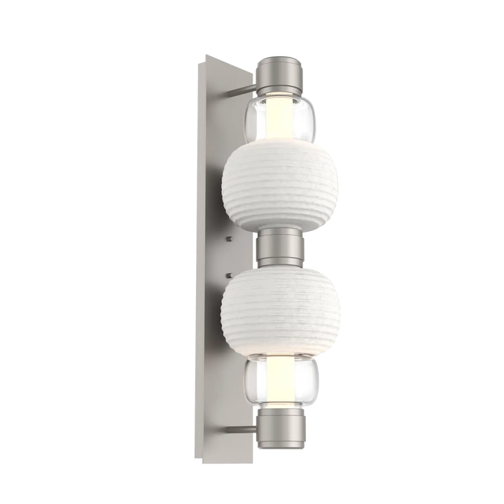 Hammerton Studio Torno Mandrel Sconce Beige Silver / Double / Clear / Chalk Ceramic