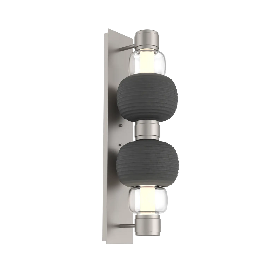 Hammerton Studio Torno Mandrel Sconce Beige Silver / Double / Clear / Charcoal Ceramic