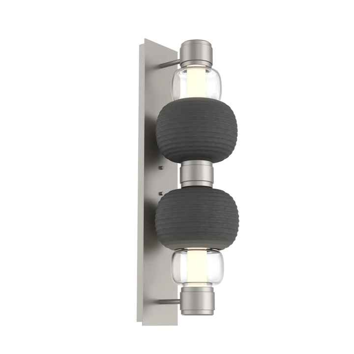 Hammerton Studio Torno Mandrel Sconce Beige Silver / Double / Clear / Charcoal Ceramic