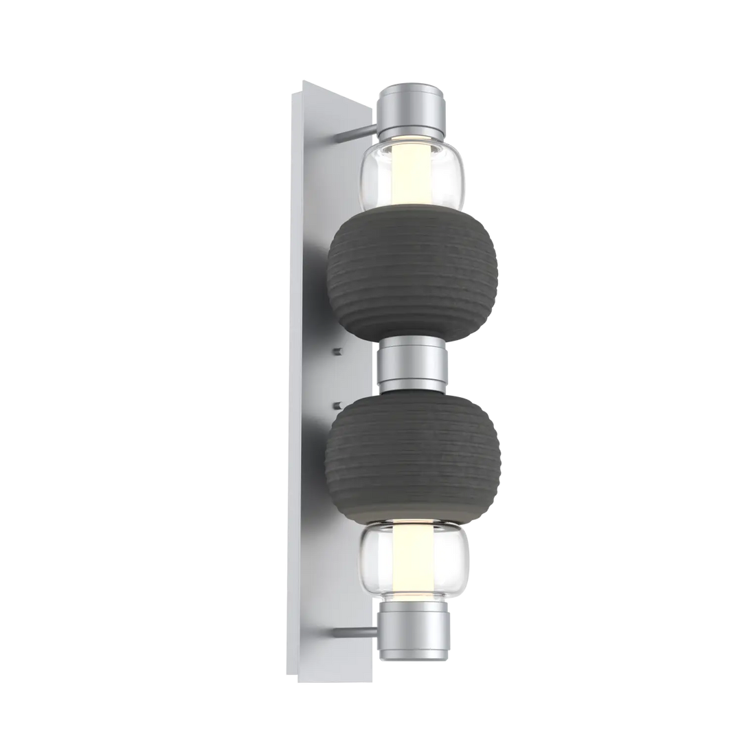 Hammerton Studio Torno Mandrel Sconce Classic Silver / Double / Clear / Charcoal Ceramic