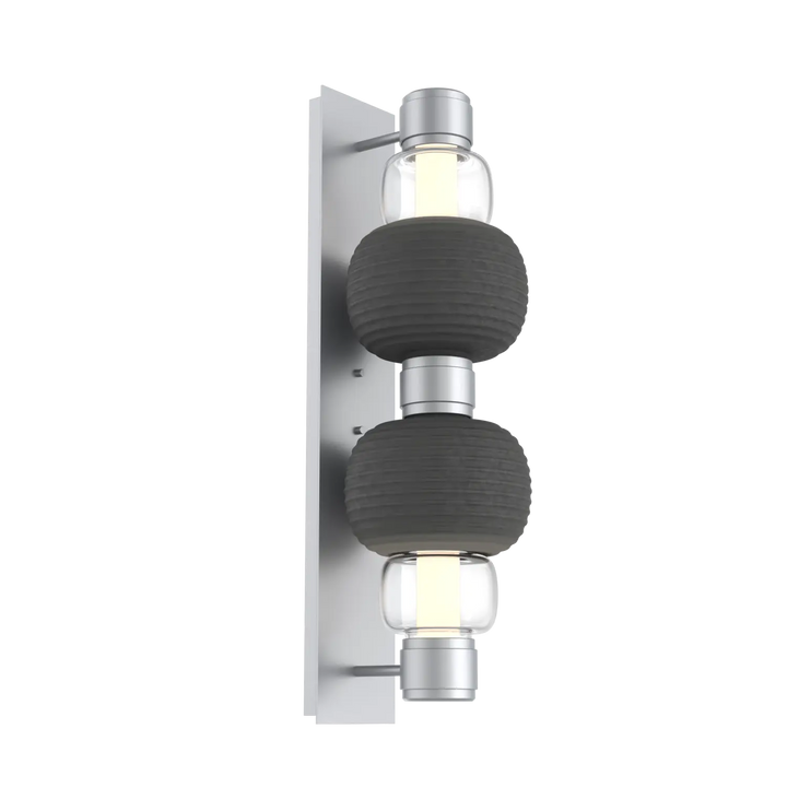 Hammerton Studio Torno Mandrel Sconce Classic Silver / Double / Clear / Charcoal Ceramic