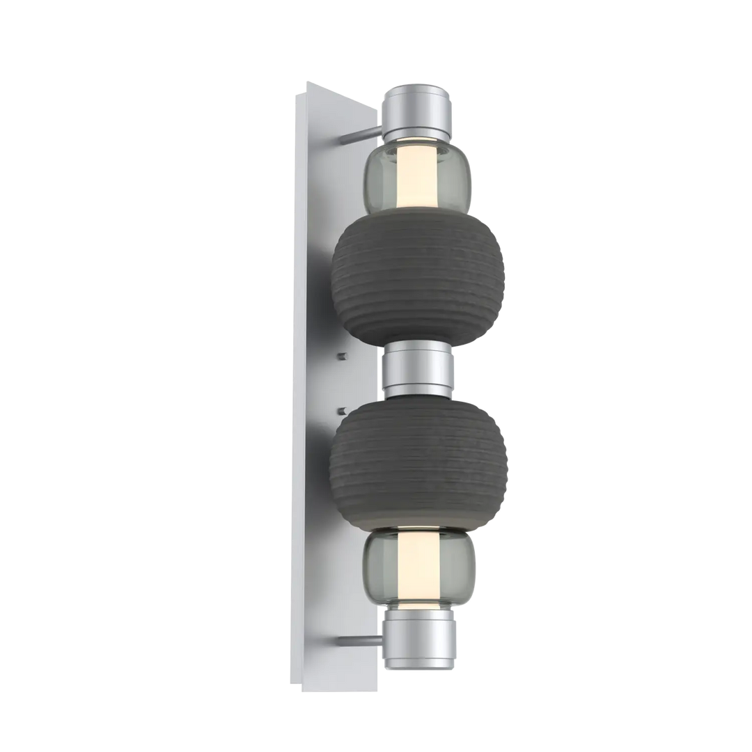 Hammerton Studio Torno Mandrel Sconce Classic Silver / Double / Smoke / Charcoal Ceramic