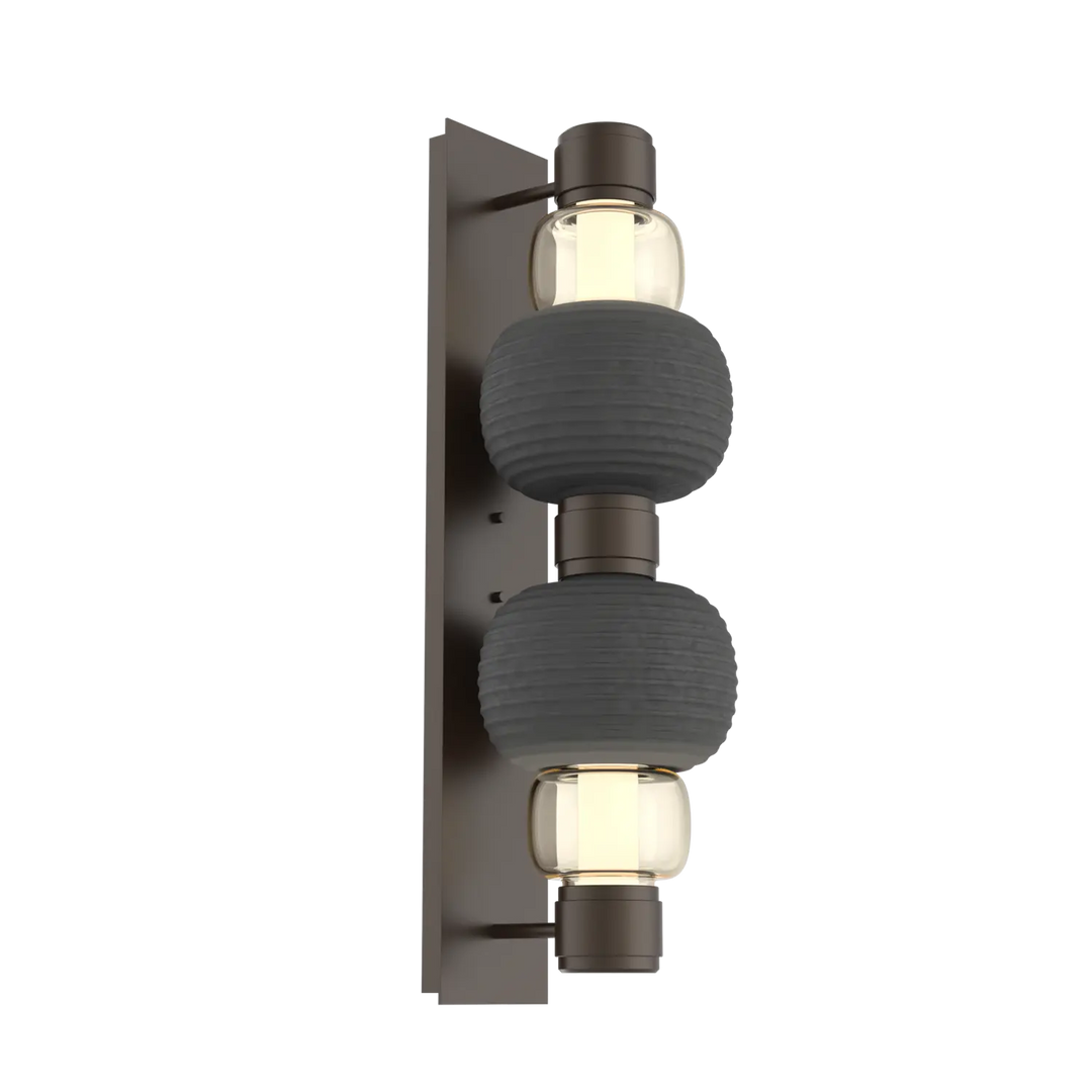 Hammerton Studio Torno Mandrel Sconce Flat Bronze / Double / Amber / Charcoal Ceramic