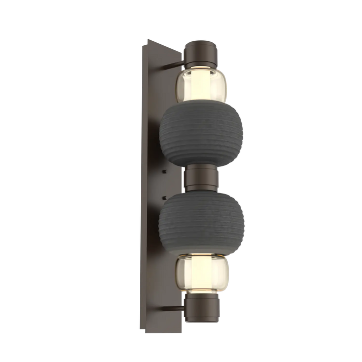 Hammerton Studio Torno Mandrel Sconce Flat Bronze / Double / Amber / Charcoal Ceramic