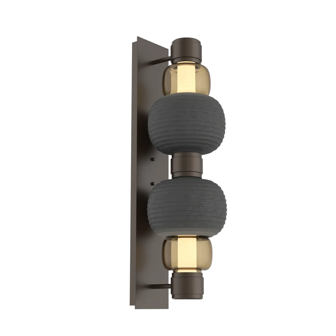 Hammerton Studio Torno Mandrel Sconce Flat Bronze / Double / Bronze / Charcoal Ceramic