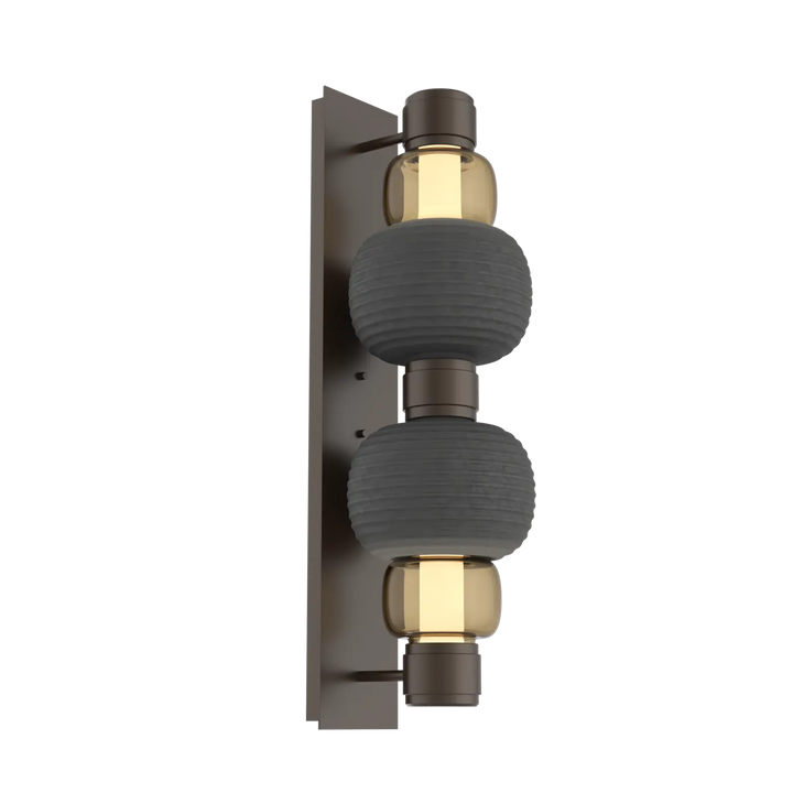 Hammerton Studio Torno Mandrel Sconce Flat Bronze / Double / Bronze / Charcoal Ceramic