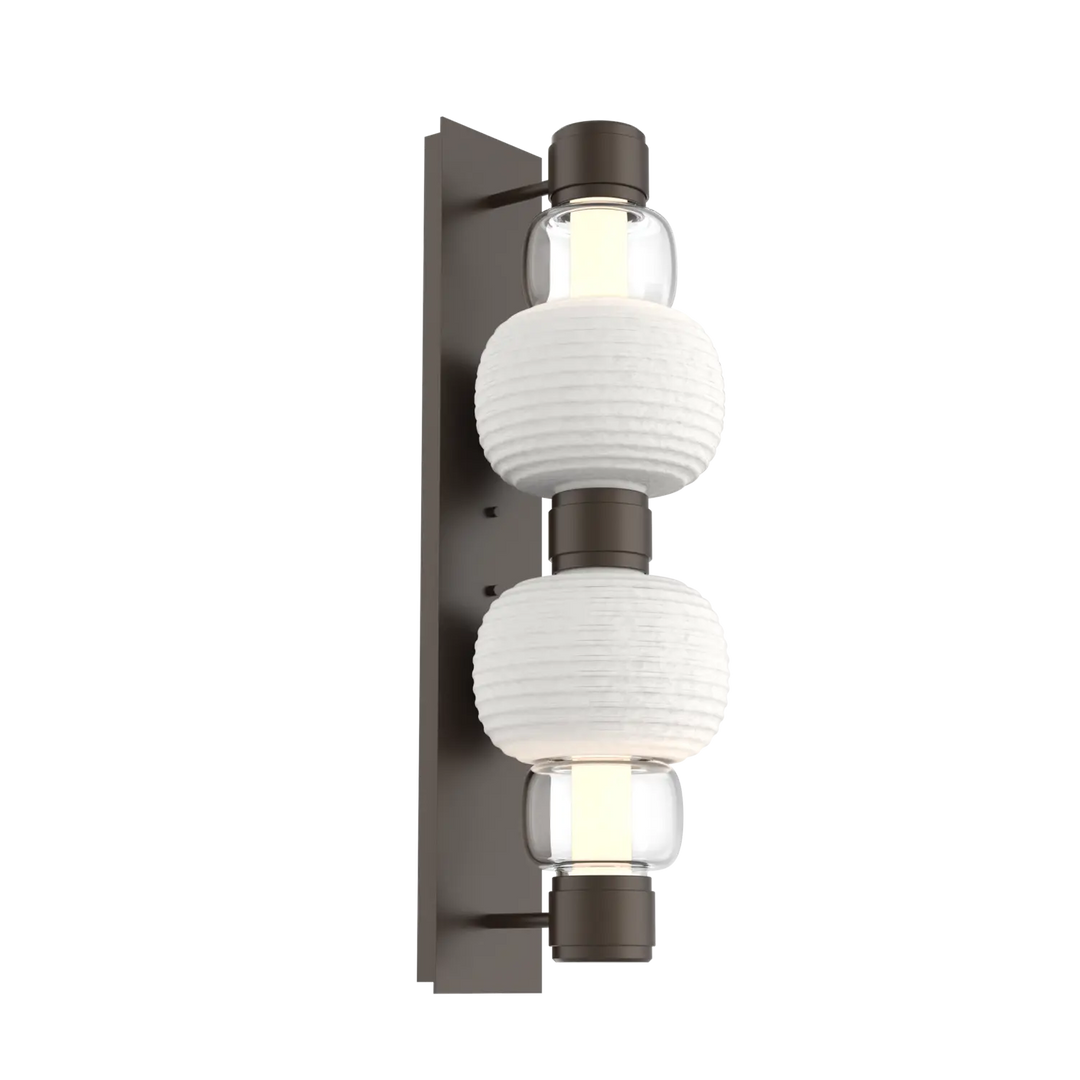 Hammerton Studio Torno Mandrel Sconce Flat Bronze / Double / Clear / Chalk Ceramic