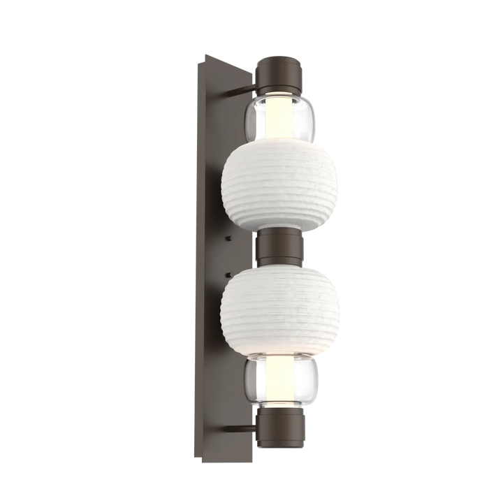 Hammerton Studio Torno Mandrel Sconce Flat Bronze / Double / Clear / Chalk Ceramic