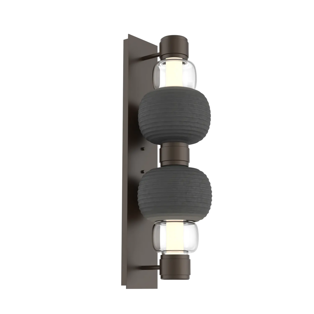 Hammerton Studio Torno Mandrel Sconce Flat Bronze / Double / Clear / Charcoal Ceramic