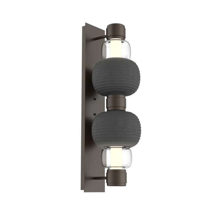 Hammerton Studio Torno Mandrel Sconce Flat Bronze / Double / Clear / Charcoal Ceramic