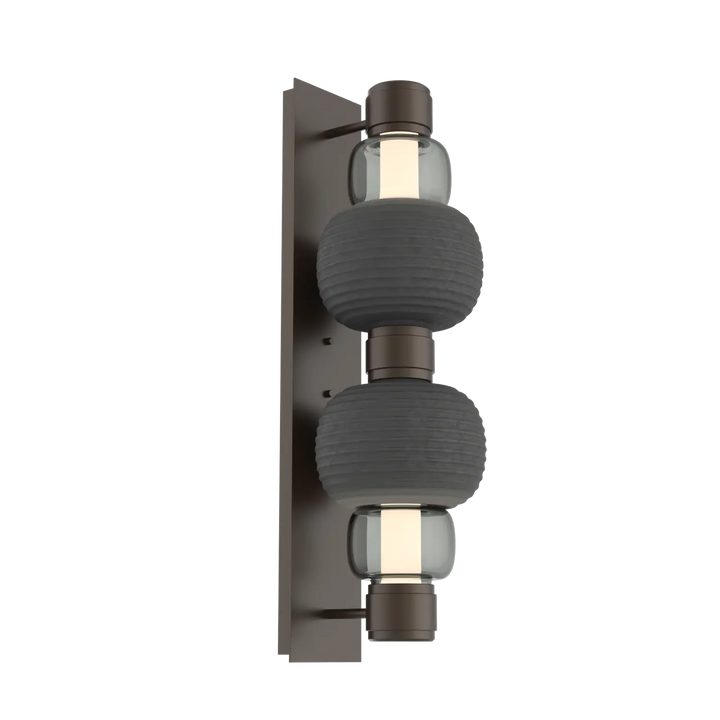 Hammerton Studio Torno Mandrel Sconce Flat Bronze / Double / Smoke / Charcoal Ceramic