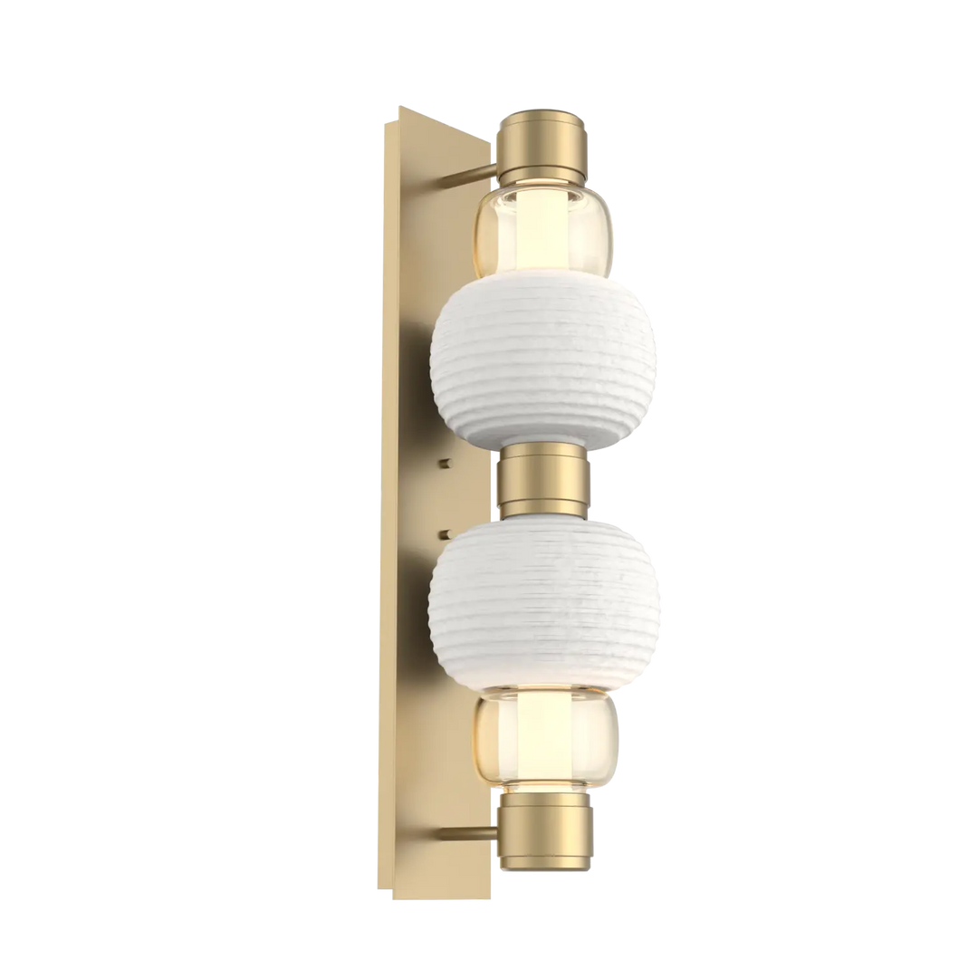 Hammerton Studio Torno Mandrel Sconce Gilded Brass / Double / Amber / Chalk Ceramic