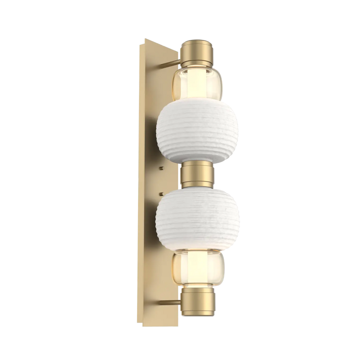 Hammerton Studio Torno Mandrel Sconce Gilded Brass / Double / Amber / Chalk Ceramic
