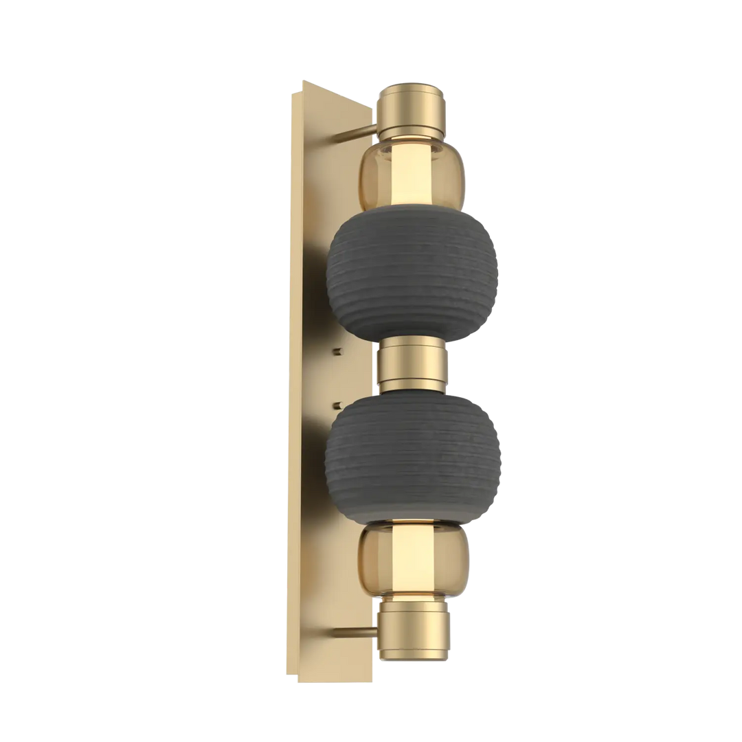 Hammerton Studio Torno Mandrel Sconce Gilded Brass / Double / Bronze / Charcoal Ceramic