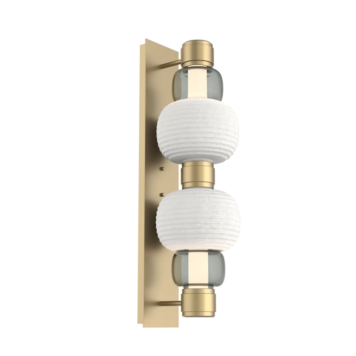Hammerton Studio Torno Mandrel Sconce Gilded Brass / Double / Smoke / Chalk Ceramic