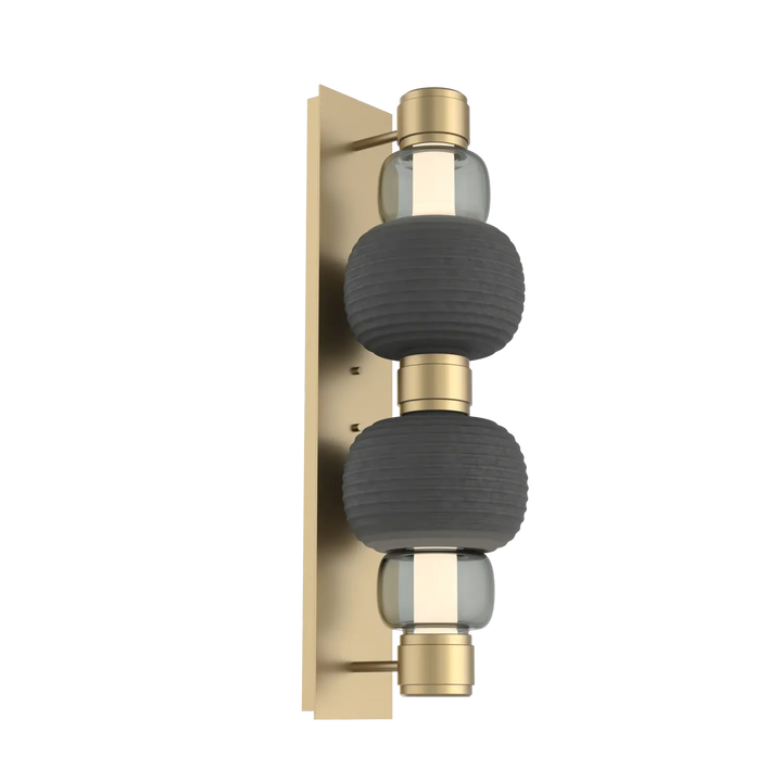 Hammerton Studio Torno Mandrel Sconce Gilded Brass / Double / Smoke / Charcoal Ceramic