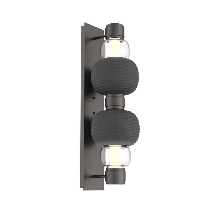 Hammerton Studio Torno Mandrel Sconce Graphite / Double / Clear / Charcoal Ceramic