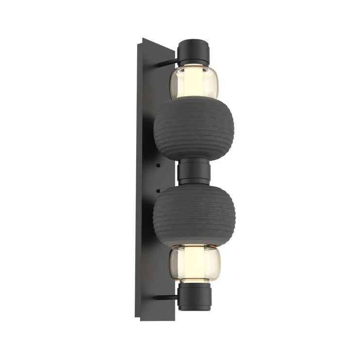 Hammerton Studio Torno Mandrel Sconce Matte Black / Double / Amber / Charcoal Ceramic