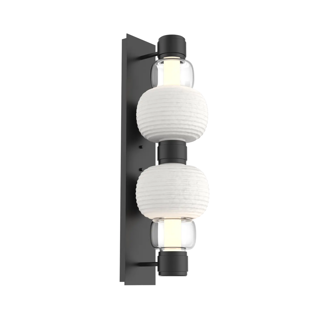 Hammerton Studio Torno Mandrel Sconce Matte Black / Double / Clear / Chalk Ceramic