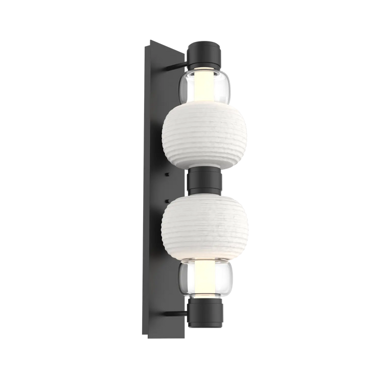 Hammerton Studio Torno Mandrel Sconce Matte Black / Double / Clear / Chalk Ceramic
