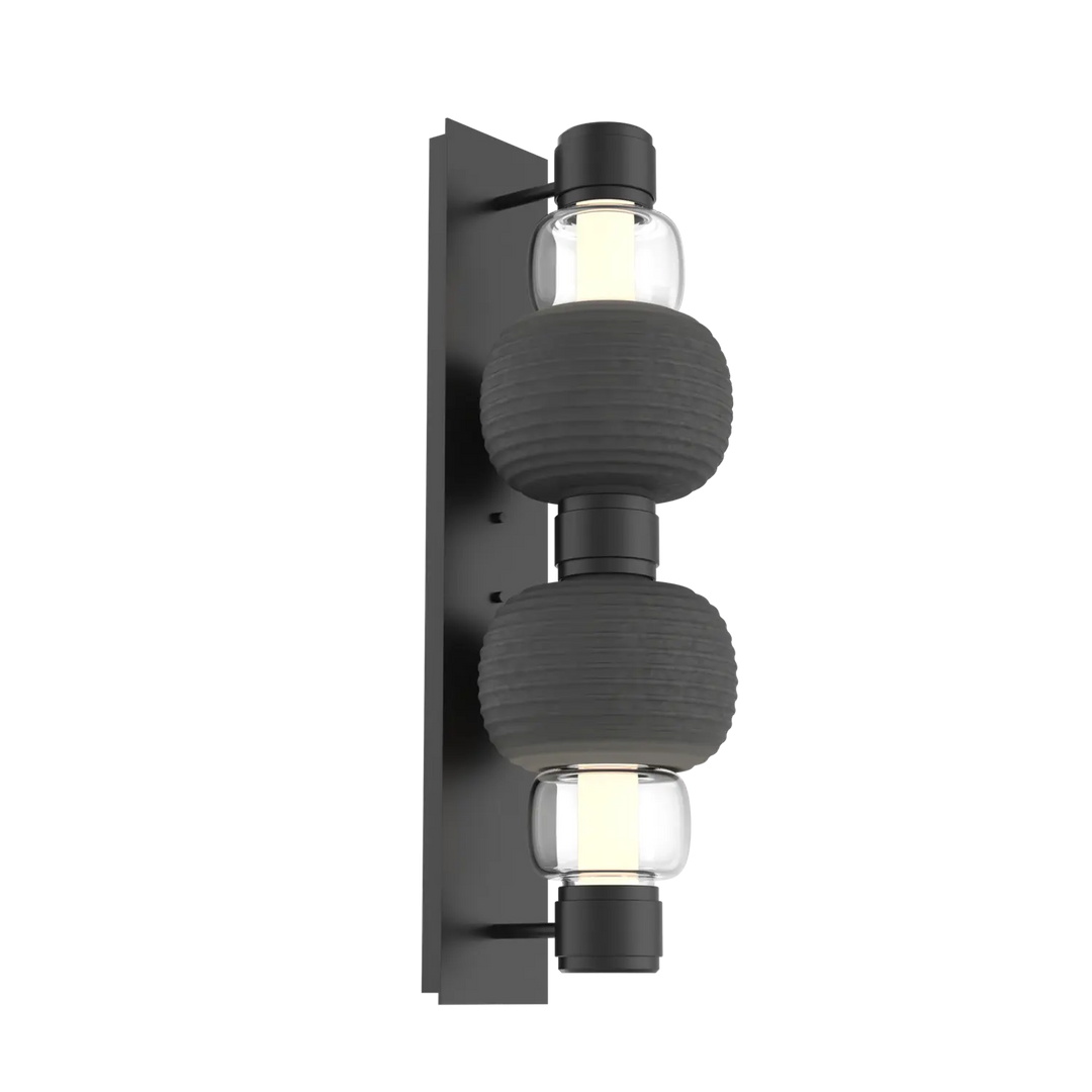 Hammerton Studio Torno Mandrel Sconce Matte Black / Double / Clear / Charcoal Ceramic