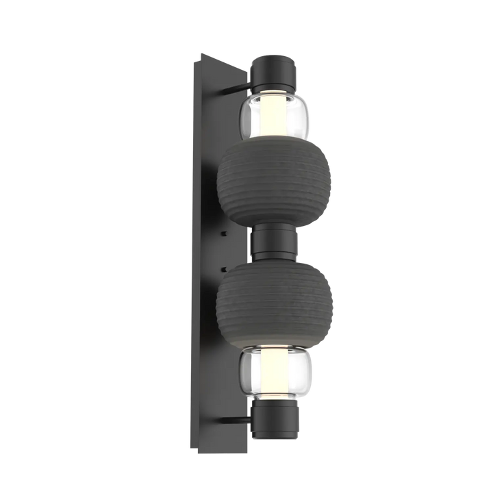 Hammerton Studio Torno Mandrel Sconce Matte Black / Double / Clear / Charcoal Ceramic