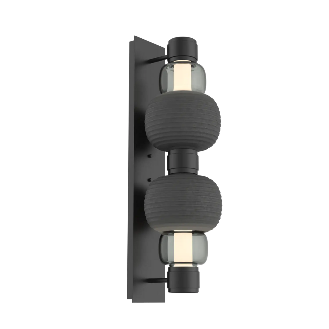 Hammerton Studio Torno Mandrel Sconce Matte Black / Double / Smoke / Charcoal Ceramic