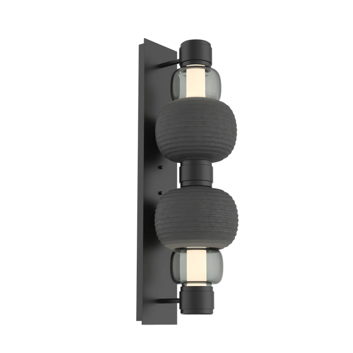 Hammerton Studio Torno Mandrel Sconce Matte Black / Double / Smoke / Charcoal Ceramic