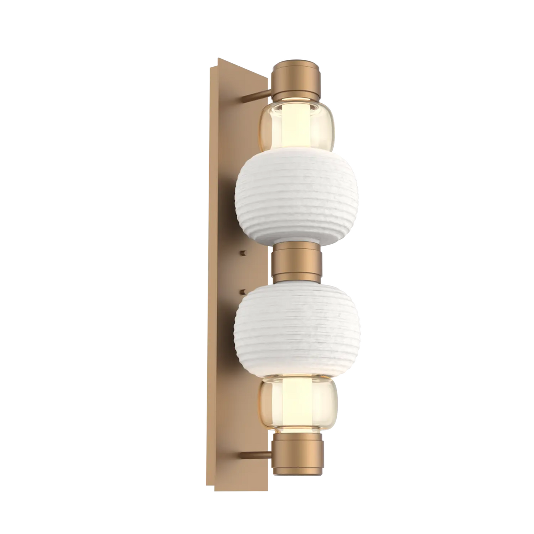Hammerton Studio Torno Mandrel Sconce Novel Brass / Double / Amber / Chalk Ceramic