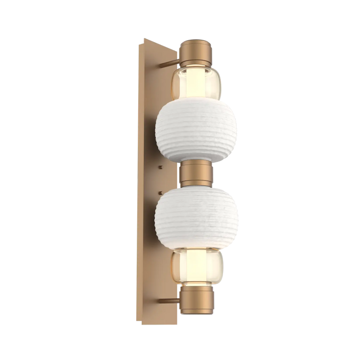 Hammerton Studio Torno Mandrel Sconce Novel Brass / Double / Amber / Chalk Ceramic