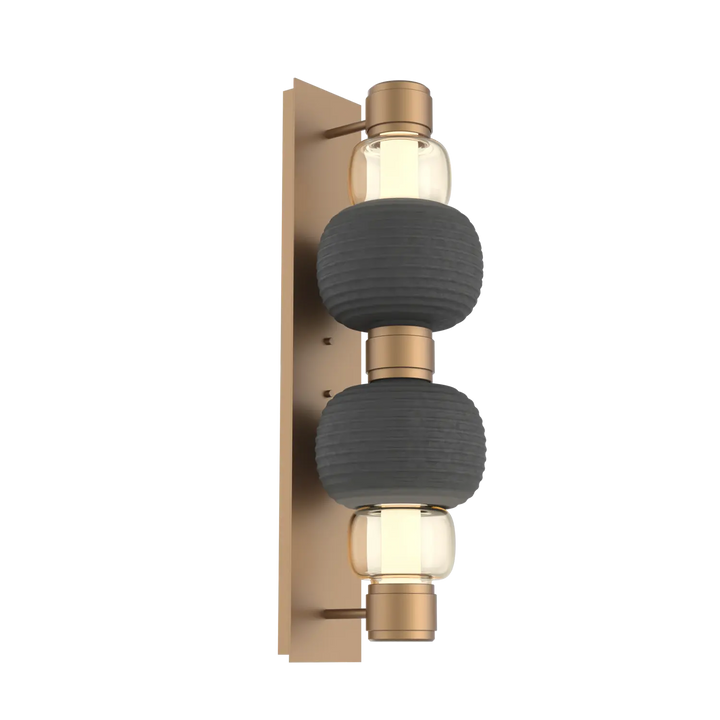 Hammerton Studio Torno Mandrel Sconce Novel Brass / Double / Amber / Charcoal Ceramic