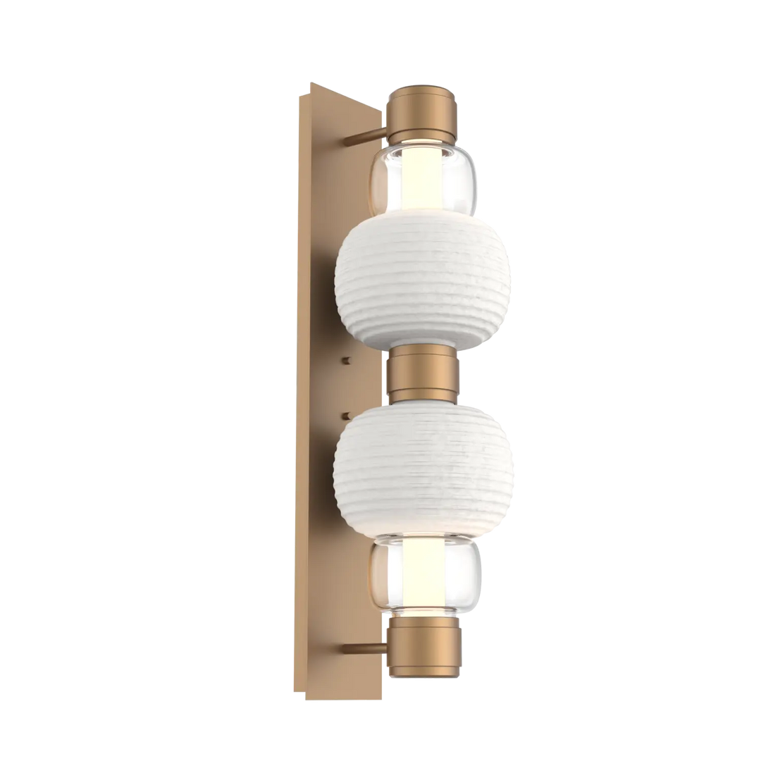 Hammerton Studio Torno Mandrel Sconce Novel Brass / Double / Clear / Chalk Ceramic