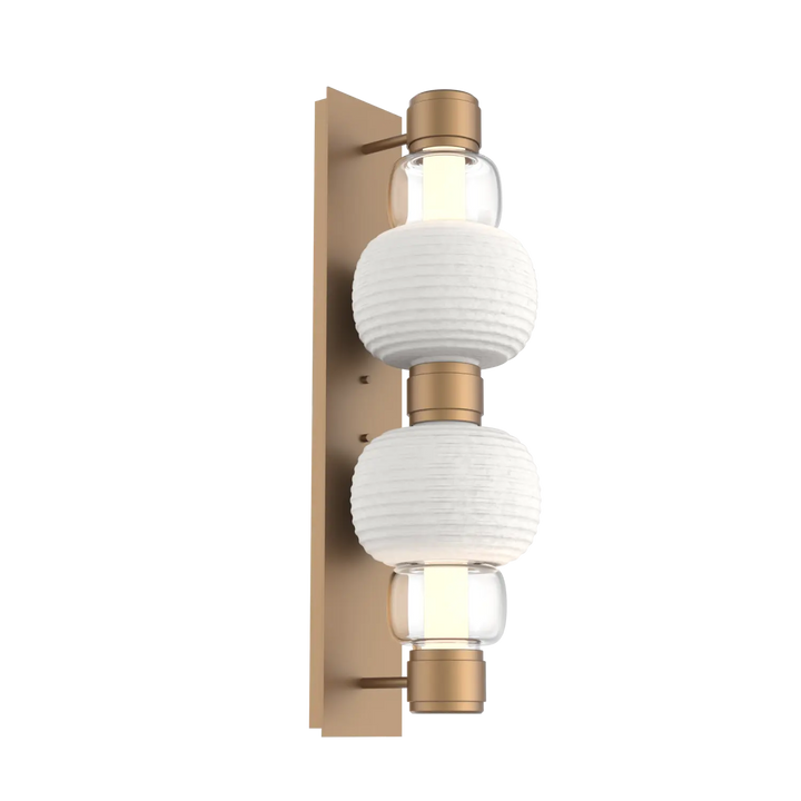 Hammerton Studio Torno Mandrel Sconce Novel Brass / Double / Clear / Chalk Ceramic