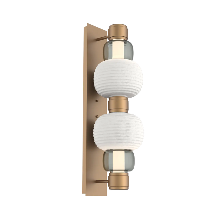Hammerton Studio Torno Mandrel Sconce Novel Brass / Double / Smoke / Chalk Ceramic